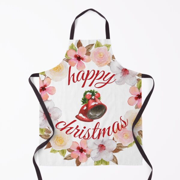Item preview, Happy Christmas loose floral watercolor flower wreath & bells designed and sold by TheSeasonalYard.