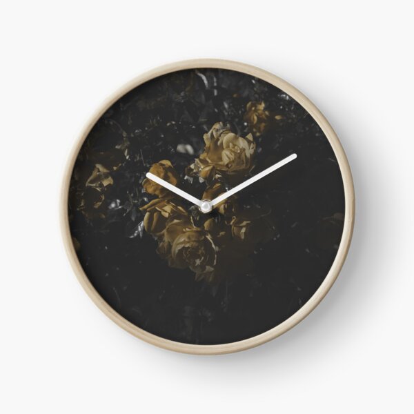 Moody Yellow Floral Background Clock