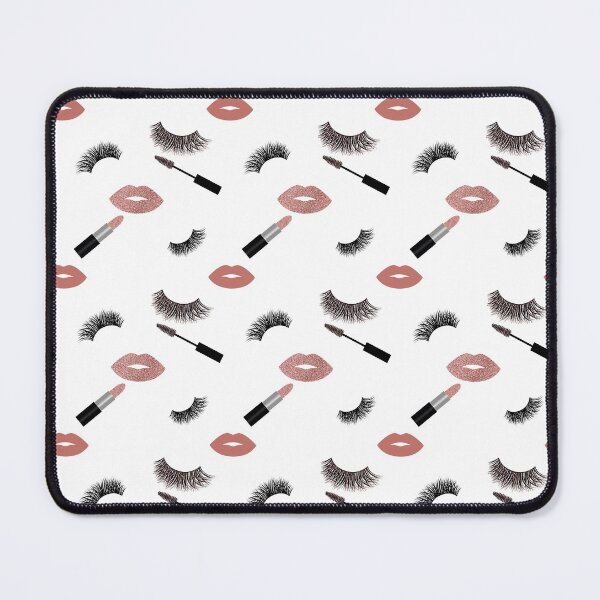 Item preview, Lips, lashes, mascara and lipstick with rose glitter effect seamless pattern designed and sold by sashica.