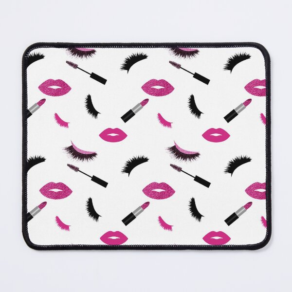 Item preview, Lashes,mascara, lipstick and lips with pink glitter  pattern designed and sold by sashica.