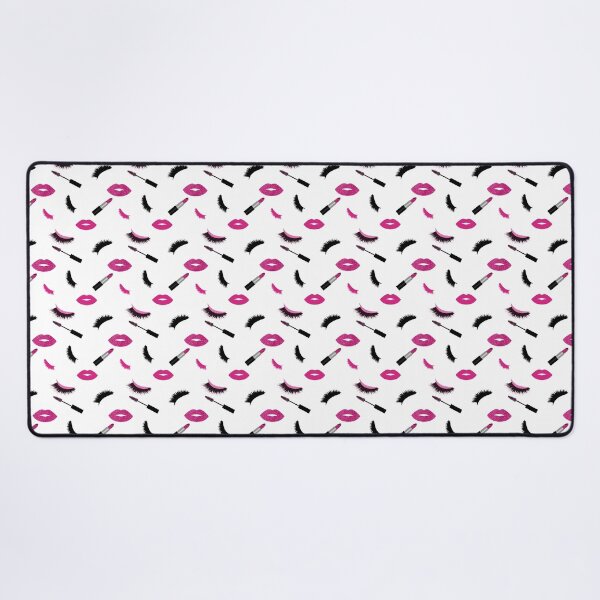 Item preview, Lashes,mascara, lipstick and lips with pink glitter  pattern designed and sold by sashica.