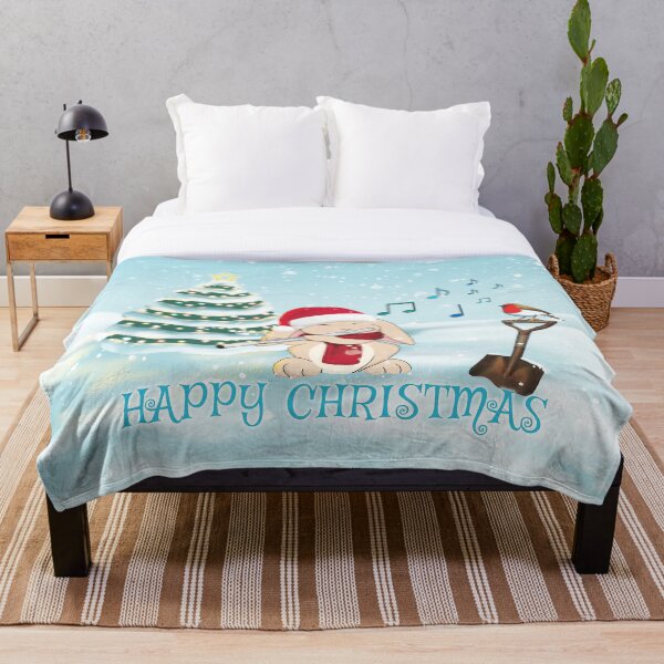 Item preview, Christmas Bunny Flute Player, with Tree and Robin - Happy Christmas designed and sold by Jazznote.