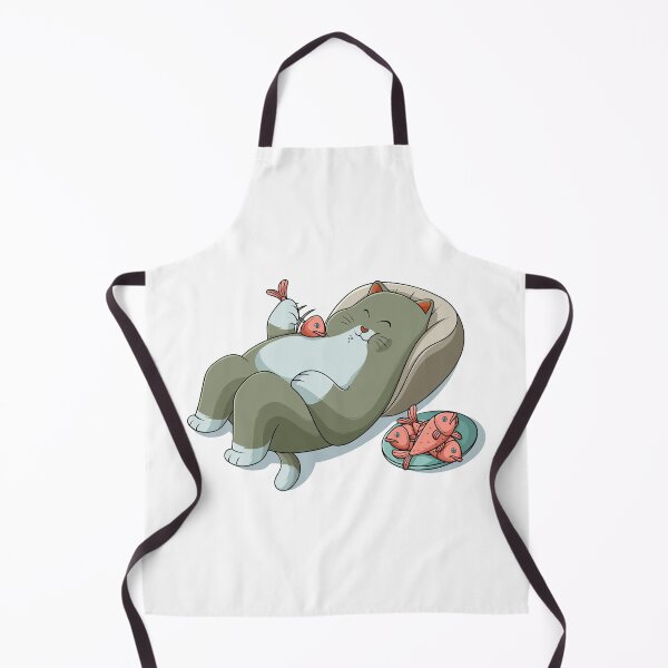 Item preview, Cat lying down and enjoying a plate of fish designed and sold by kanvasdesign.