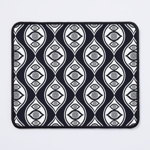Item preview, Black and white ogee tribal textile pattern art designed and sold by DADA635.