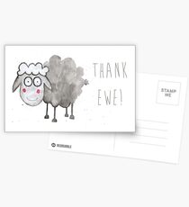 Watercolour Sheep - Thank Ewe Postcards