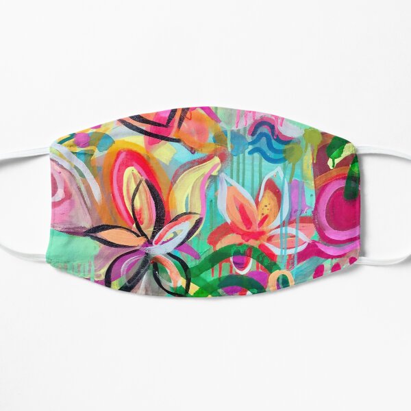 tropical graffiti flowers Flat Mask