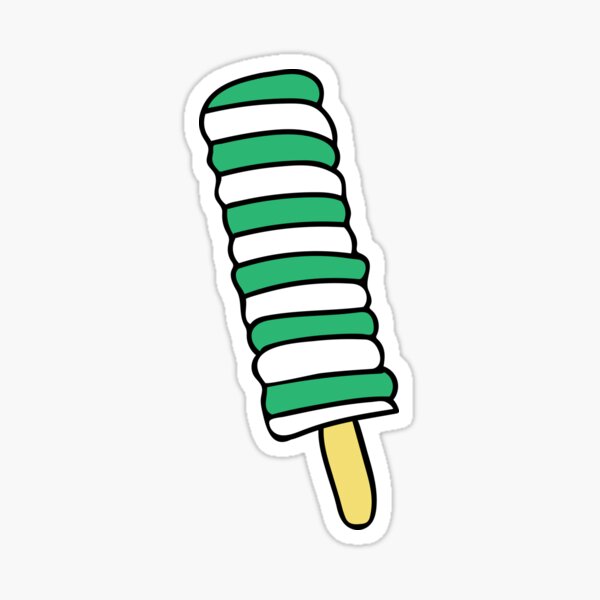 Green and White Twistie Ice Lolly Cartoon Sticker