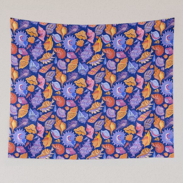 Item preview, Seashells on dark blue designed and sold by Irina Ivanova.