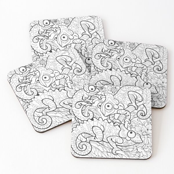 Item preview, line art chameleons on a tree designed and sold by fairytaleprints.