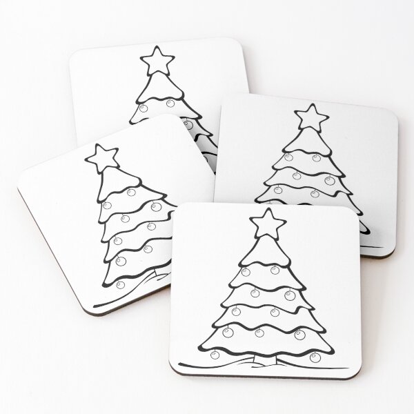 Item preview, Christmas tree & ornaments in black and white designed and sold by TheSeasonalYard.