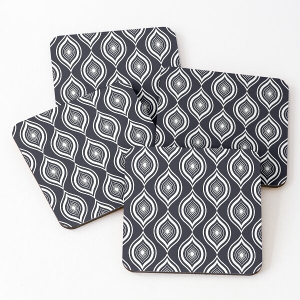 Item preview, Black and white ogee tribal textile pattern art designed and sold by DADA635.