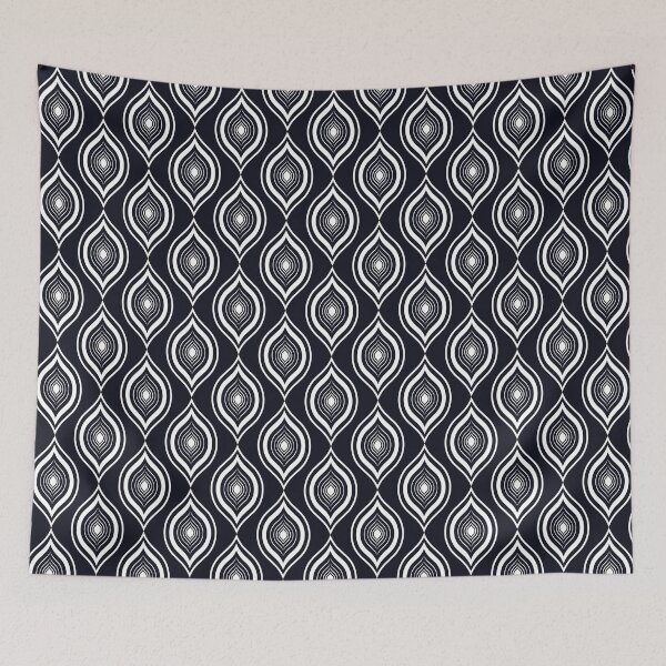 Item preview, Black and white ogee tribal textile pattern art designed and sold by DADA635.