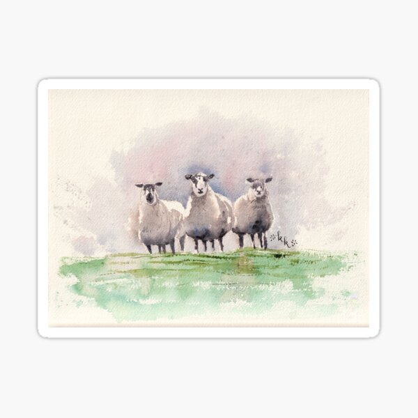 Sheep Squad Watercolour Painting Art Sticker