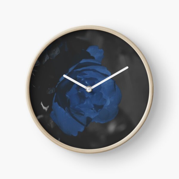 Moody Blue Floral Background Clock