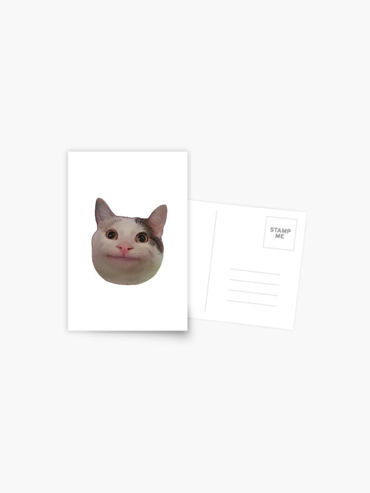 Beluga Cat Meme Face Smiling | Mounted Print