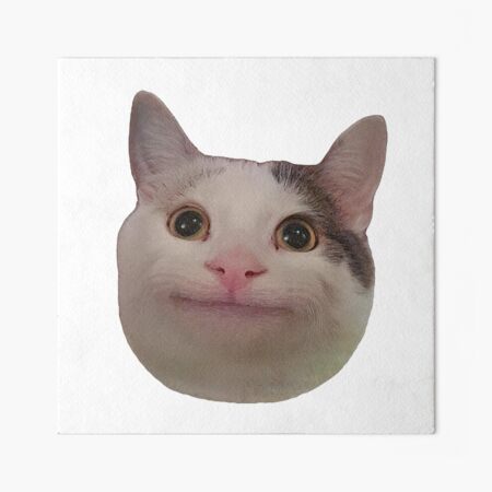 Beluga Cat Meme Face Smiling | Mounted Print