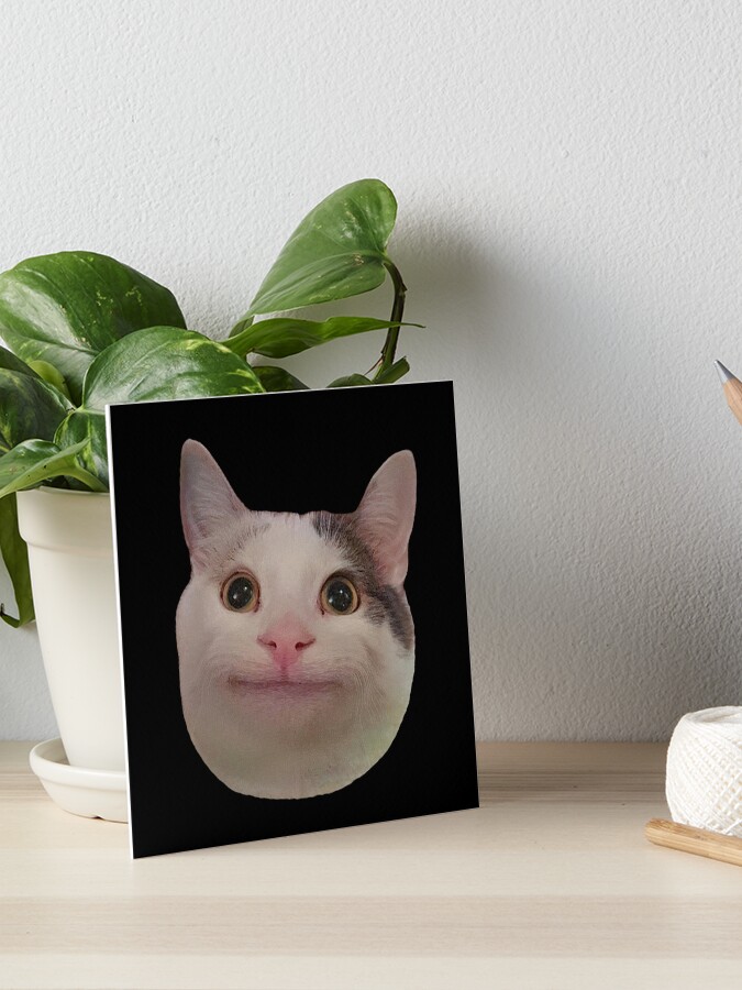 Beluga Cat Meme Face Smiling | Mounted Print