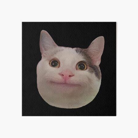 Beluga Cat Meme Face Smiling | Mounted Print