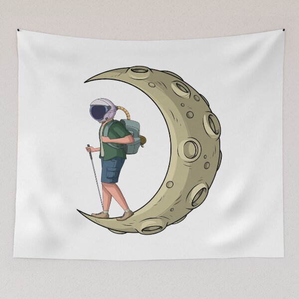Item preview, Traveler wearing an astronaut helmet standing on the moon designed and sold by kanvasdesign.