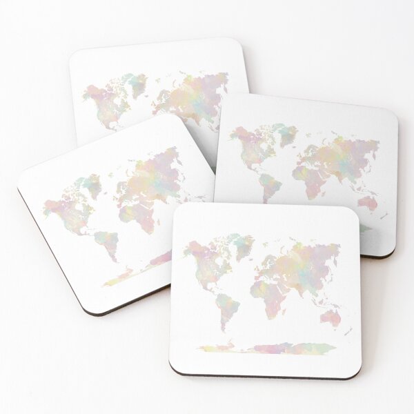 Item preview, world map in soft pastel colors designed and sold by paulrommer.