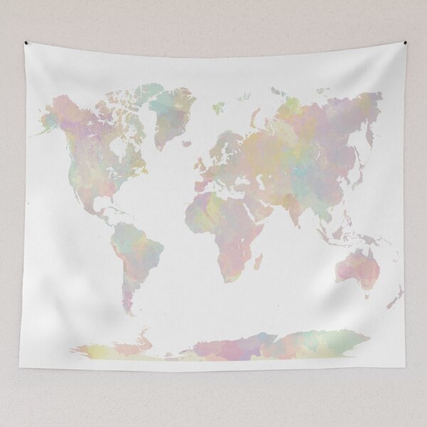 Item preview, world map in soft pastel colors designed and sold by paulrommer.