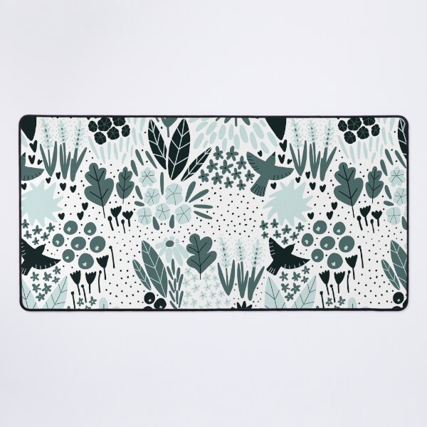 Cool Mint Floral Desk Mat