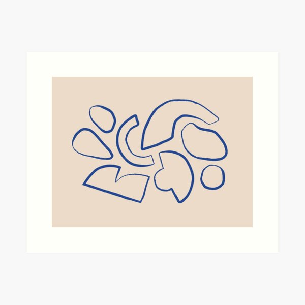 Line Shapes on Beige Horizontal Art Print
