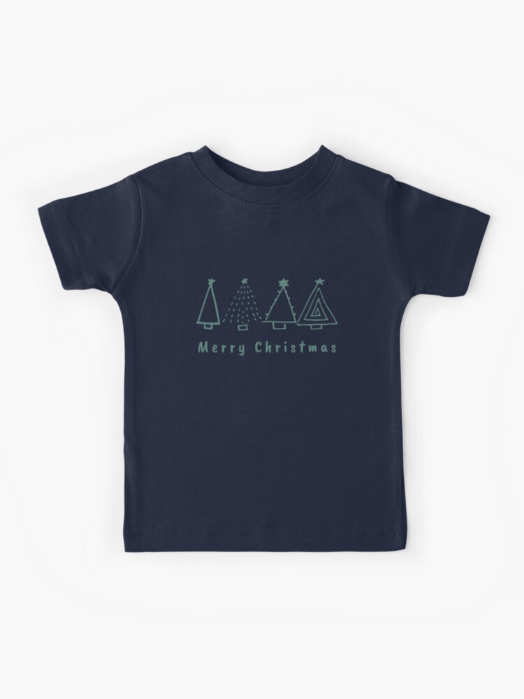 Minimalist cute Christmas tree illustration with Merry Christmas sign Kids  T-Shirt - Main Image