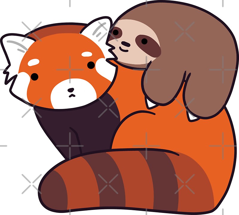 Little Sloth And Red Panda Stickers By Saradaboru Redbubble 