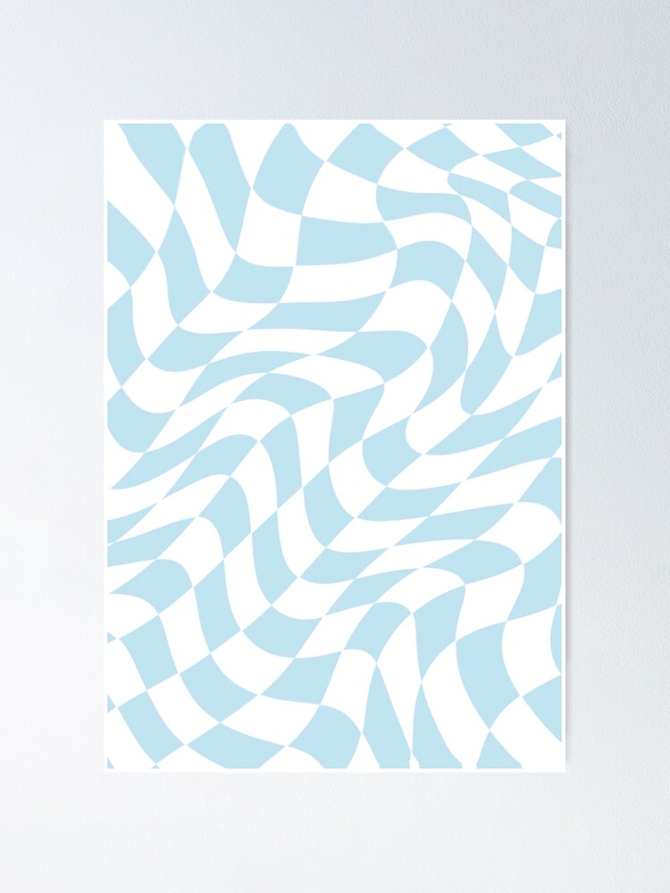 Light Blue Wavy Checkers Poster For Sale By Lucienstore Redbubble