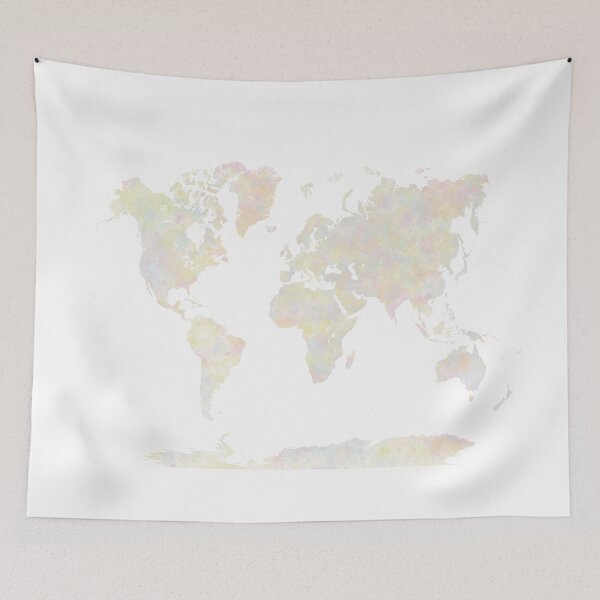 Item preview, world map in soft pastel colors designed and sold by paulrommer.
