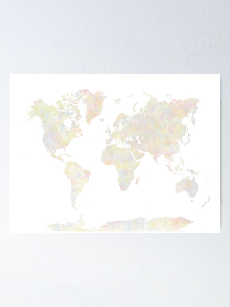 POSTER World Map pastel colors