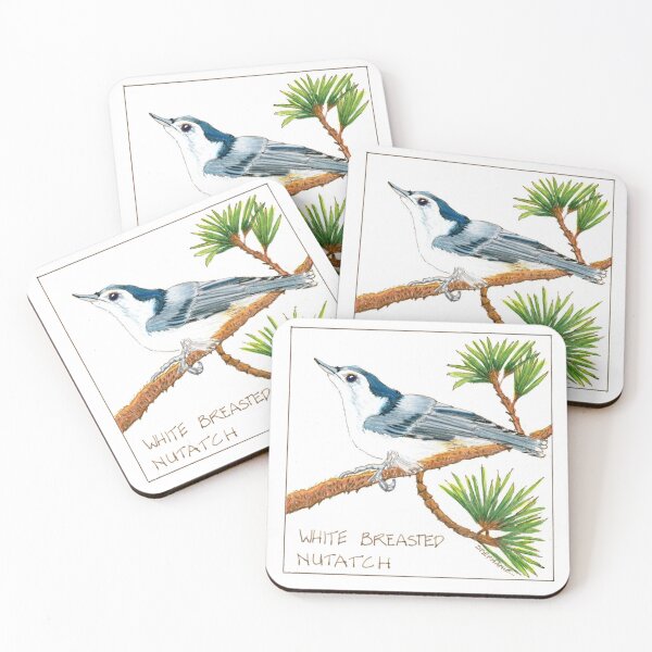 Item preview, White Breasted Nuthatch in Pine Tree designed and sold by Stephanie Sipp.