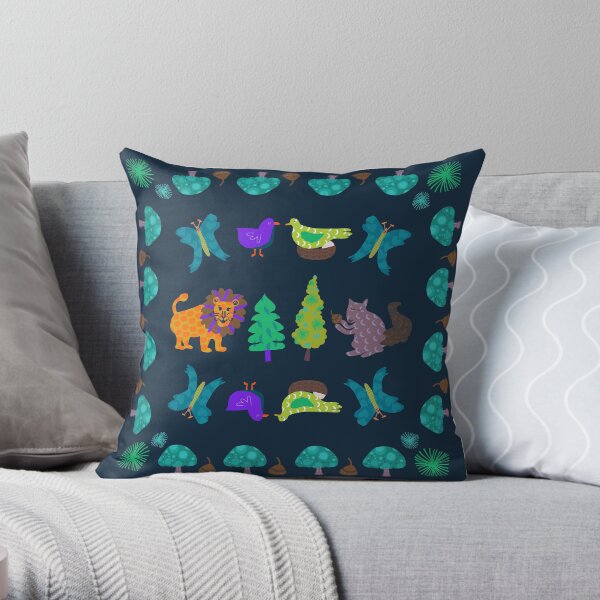 Magical Forrest Creatures Throw Pillow