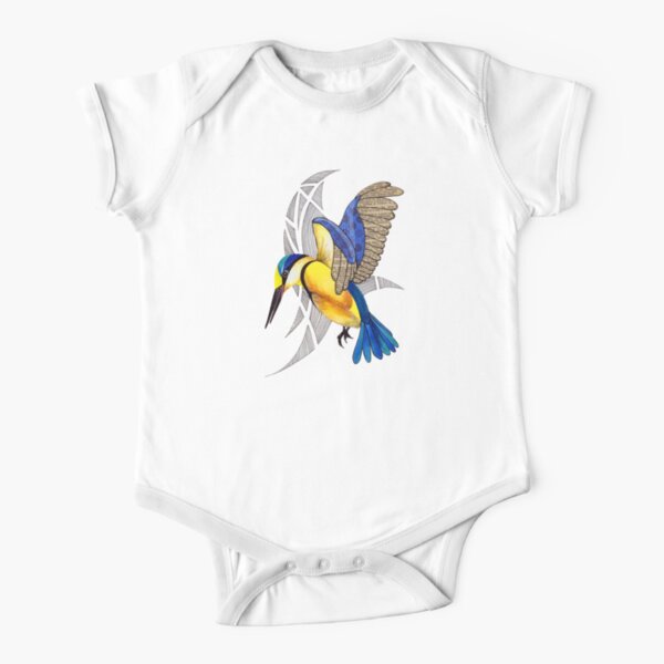 Sacred Kingfisher in flight Short Sleeve Baby One-Piece
