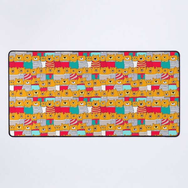Funny yellow teddy bears Desk Mat