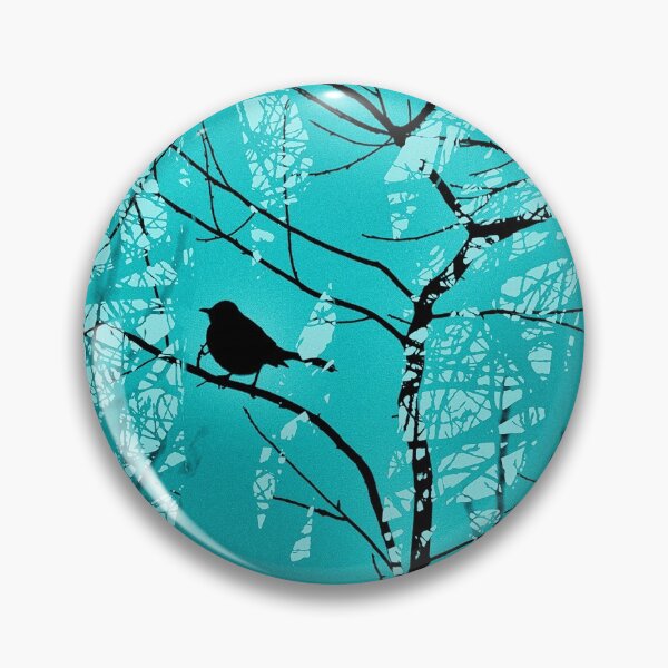 Item preview, Teal Blue Green Mockingbird in Tree Silhouette designed and sold by jocelynsart.