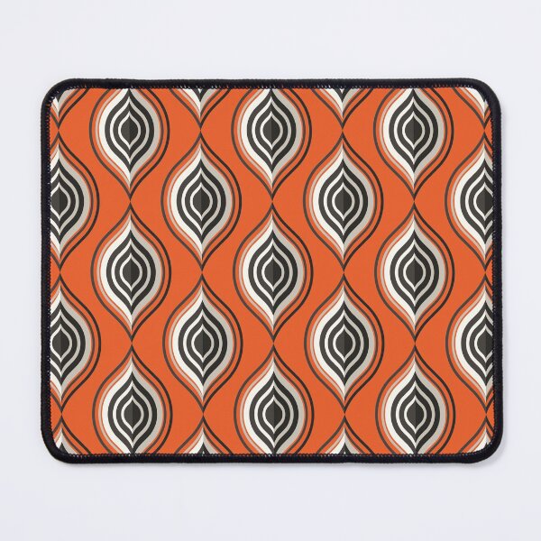 Item preview, Orange black white ogee tribal textile pattern art designed and sold by DADA635.