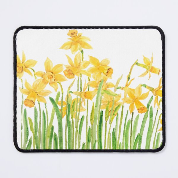 Item preview, hand painted yellow daffodils field watercolor designed and sold by SelenePaintings .