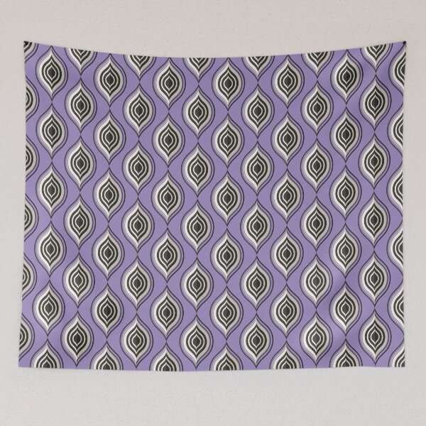 Item preview, Purple black white ogee tribal textile pattern art designed and sold by DADA635.