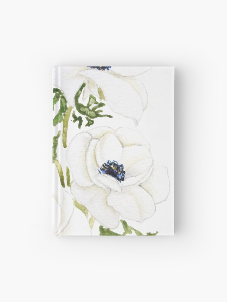 Cuaderno de tapa dura «pintura de acuarela de flor de anémona blanca» de  ColorandColor | Redbubble