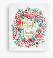 The Earth Laughs in Flowers – Pink & Gold Metal Print