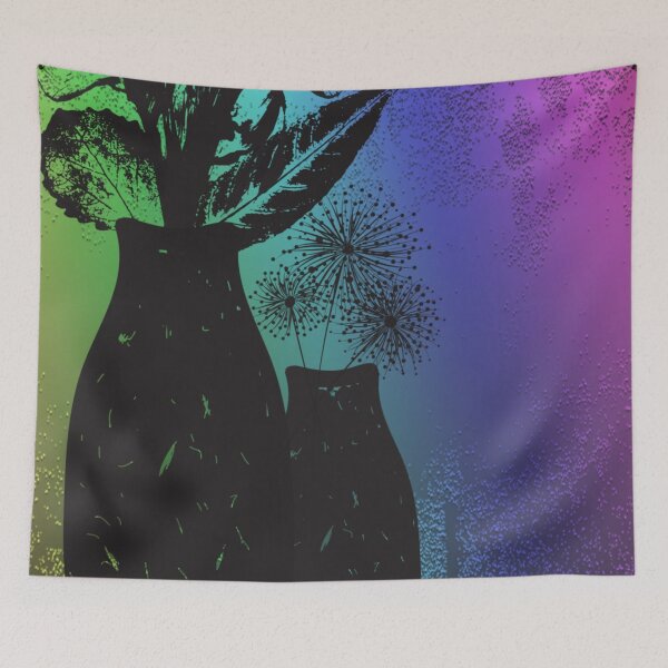 Item preview, Flower Vase with Abstract Rainbow Background designed and sold by YuviMK.
