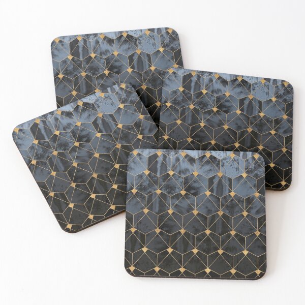 Item preview, Dark Ice Watercolor Hexagons designed and sold by AmbienceArt.