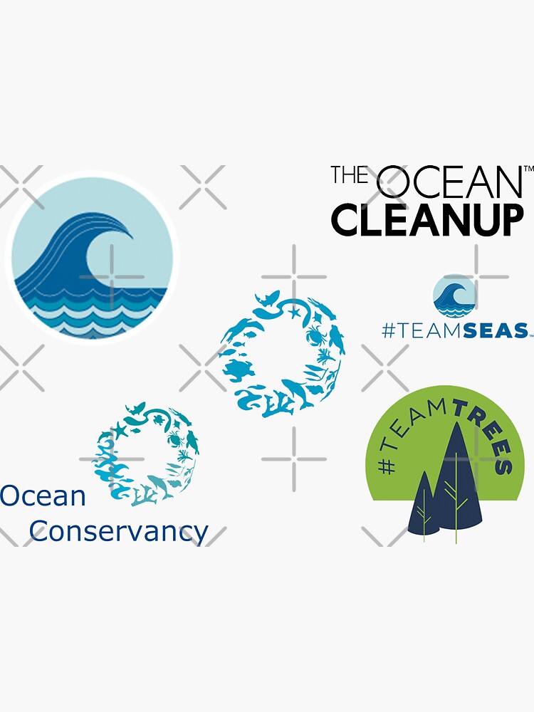 "Teamseas, The Ocean Cleanup, Ocean Conservancy and Teamtrees Stickerpack" Sticker by SailWolf
