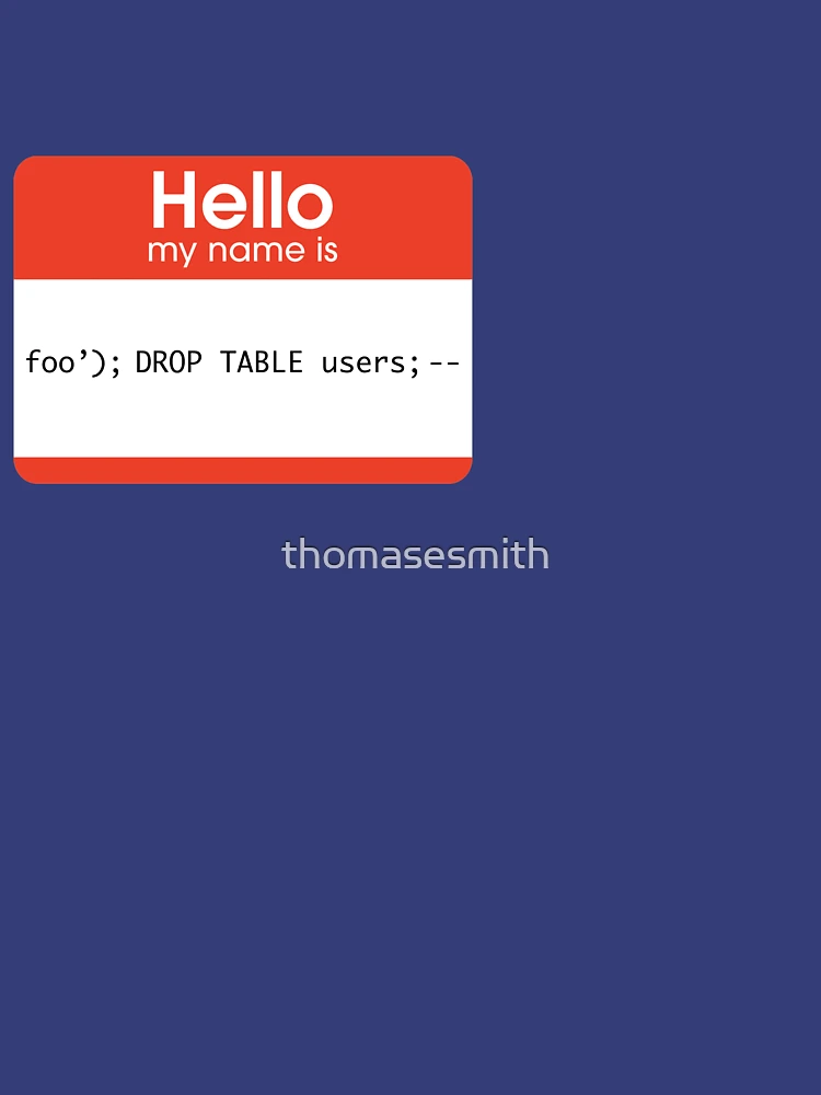 Thumbnail 4 of 4, V-Neck T-Shirt, Hello My Name Is SQL Injection designed and sold by thomasesmith.
