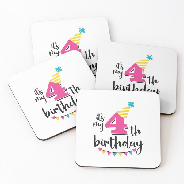 Item preview, 4th birthday 4 years of being awesome 4 years kid girl boy Off birthday Vacation Inspiration Joy Mood designed and sold by DesignByHeartUK.
