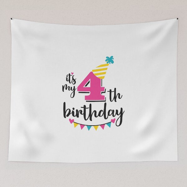 Item preview, 4th birthday 4 years of being awesome 4 years kid girl boy Off birthday Vacation Inspiration Joy Mood designed and sold by DesignByHeartUK.