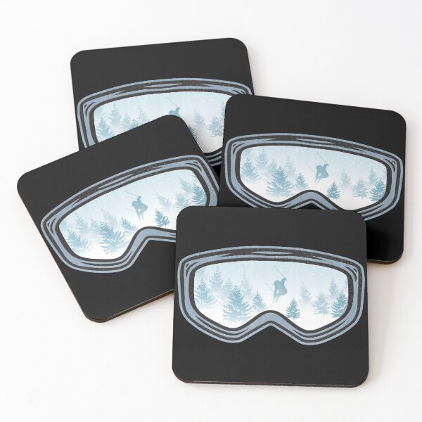 Item preview, Ski Goggles Skier Silhouette Snowy Forest designed and sold by JordanHolmes.