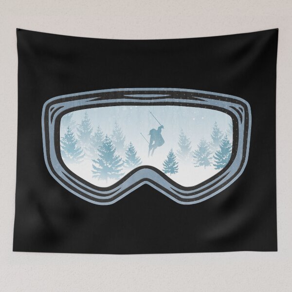 Item preview, Ski Goggles Skier Silhouette Snowy Forest designed and sold by JordanHolmes.